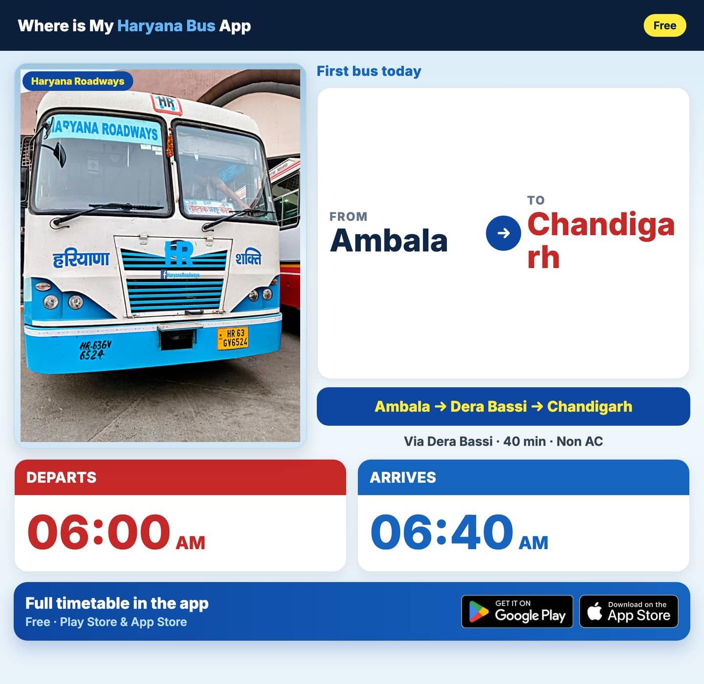 Ambala to Chandigarh Bus Timings and Schedule Guide