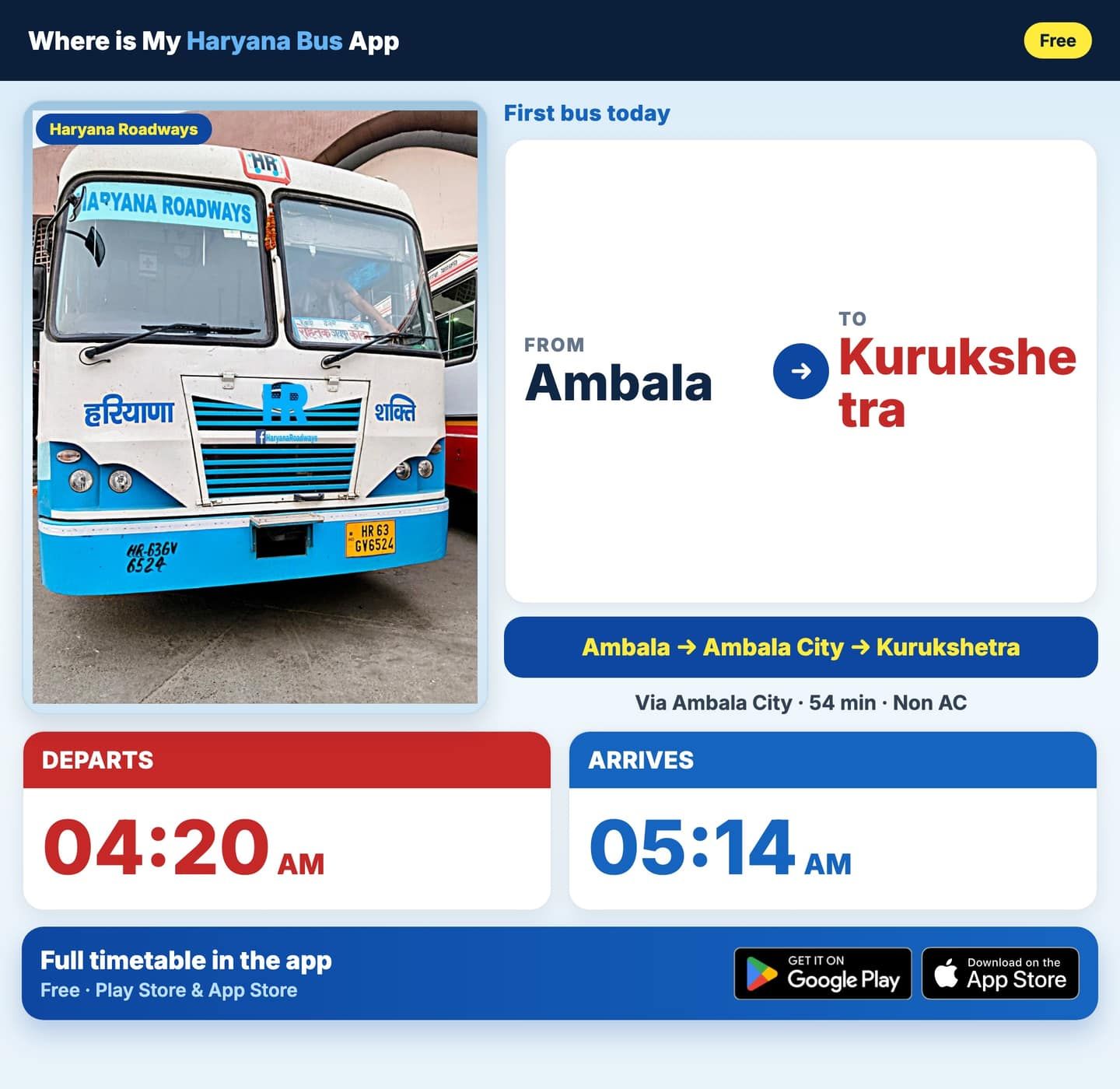 Ambala to Kurukshetra Bus Timings and Schedule Guide
