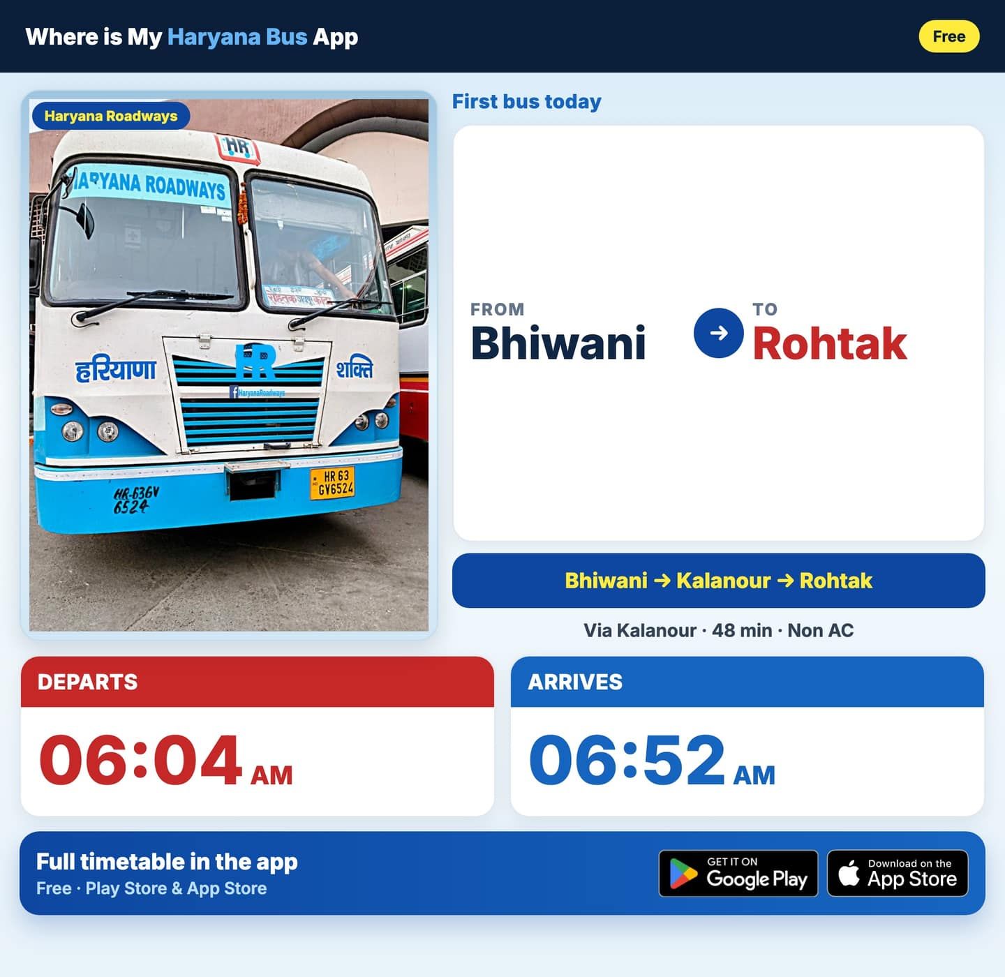 Bhiwani to Rohtak Bus Timings and Schedule Guide