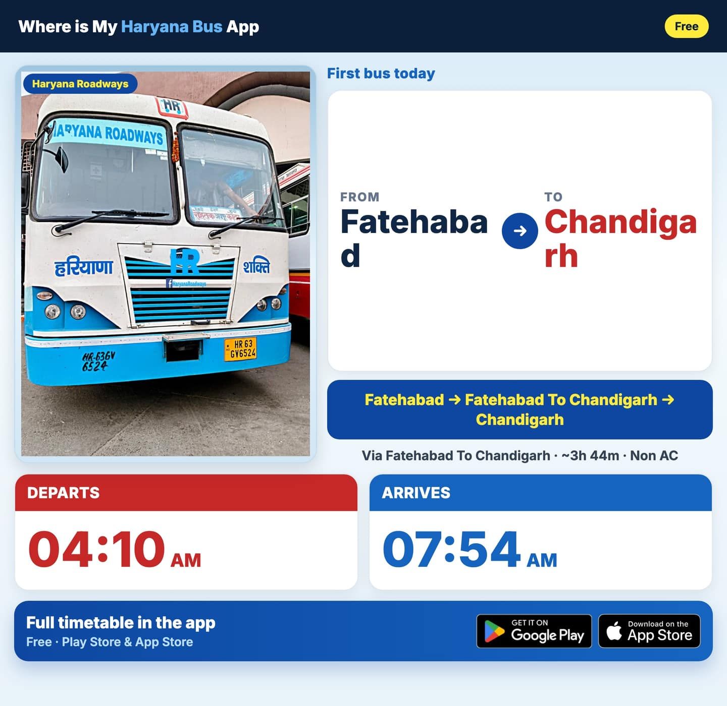 Fatehabad to Chandigarh Bus Timings and Schedule Guide