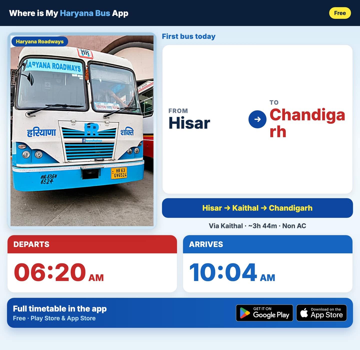 Hisar to Chandigarh Bus Timings and Schedule Guide